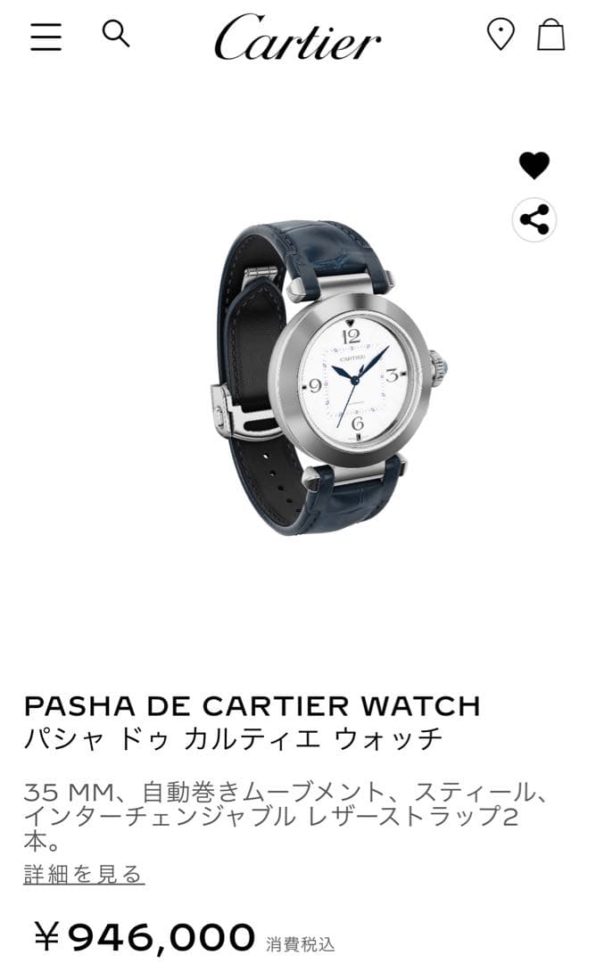 カルティエ パシャ35mm WSPA0012 純正ストラップ&バックルセット