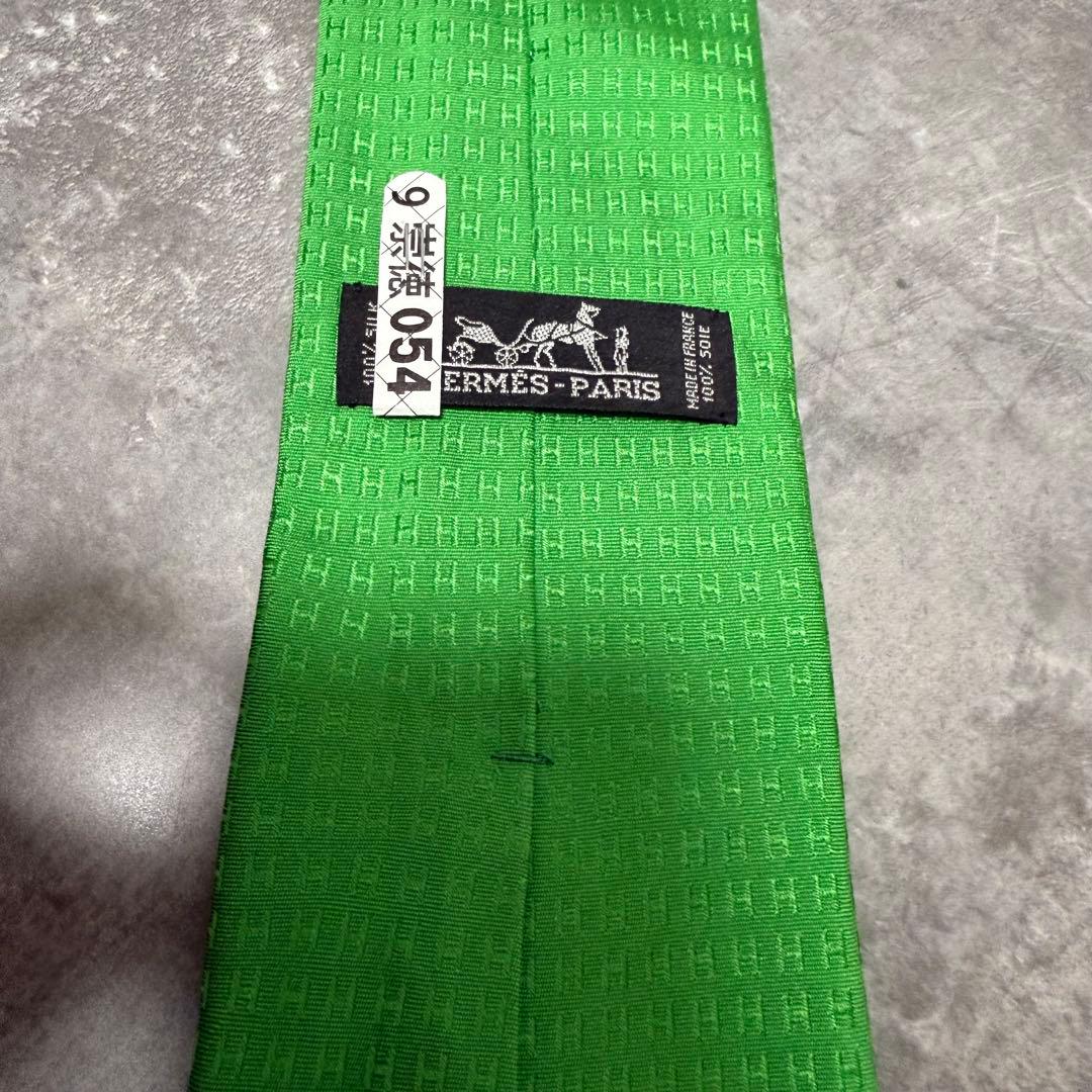 HERMES エルメス ネクタイ グリーン ファソネ H柄 定番 王道 箱付き