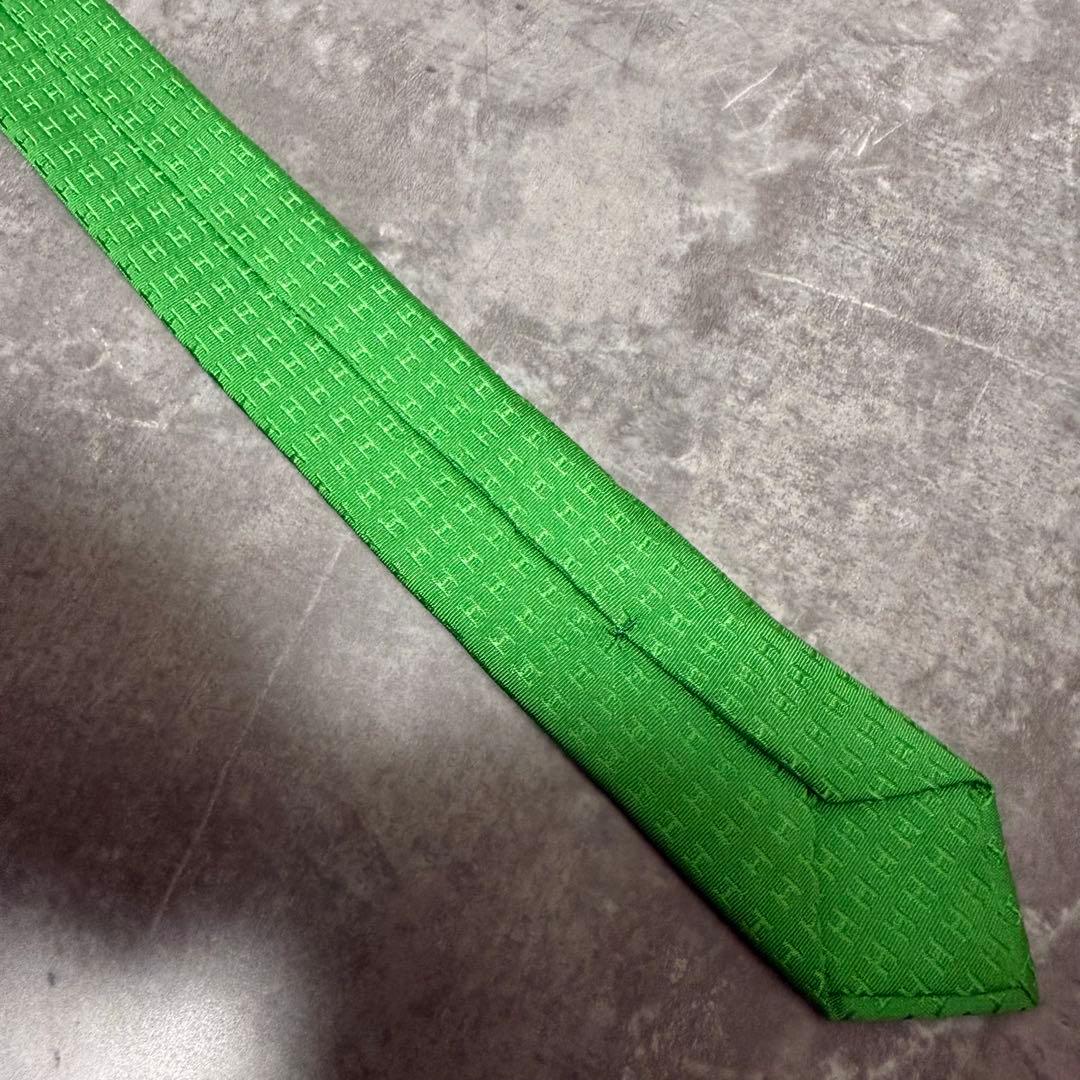 HERMES エルメス ネクタイ グリーン ファソネ H柄 定番 王道 箱付き