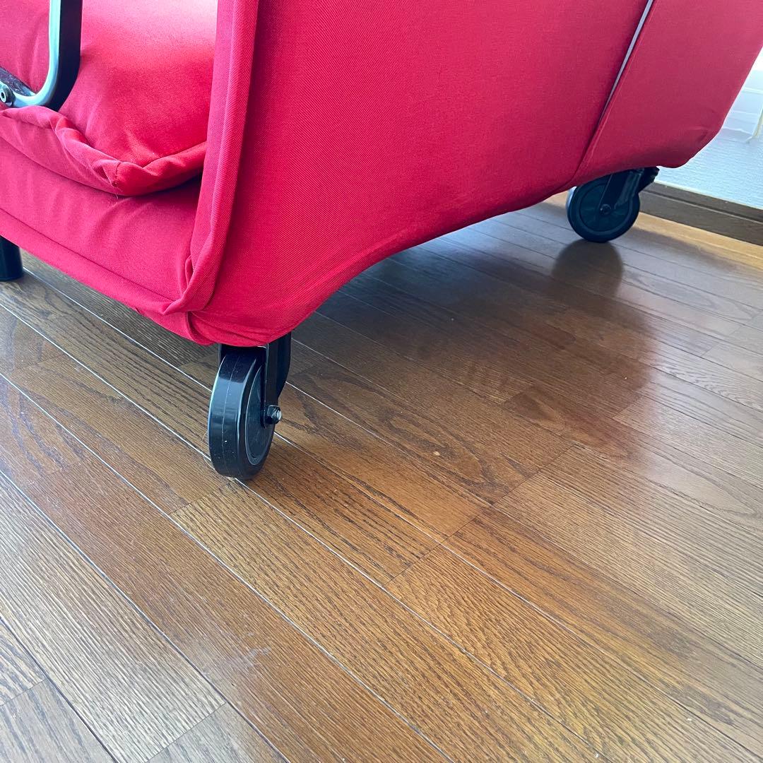 藤井家具　ビータアクティブ　ソファベッド　レッド　赤　キャスター付
