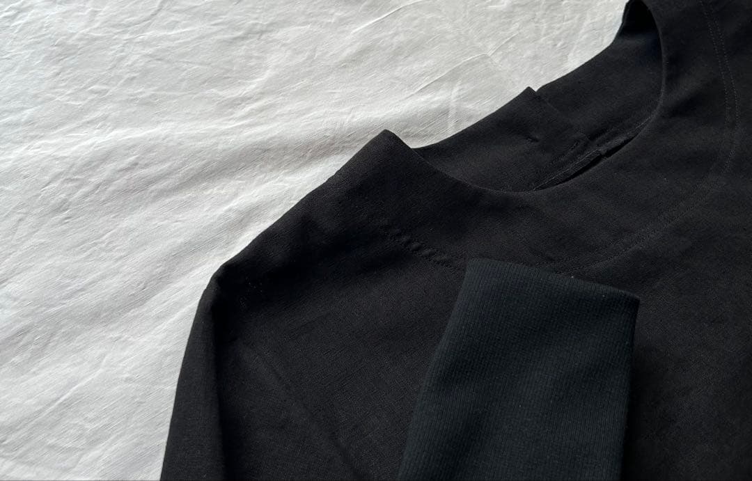 【Hacoさま専用ページ】linen墨色ブラック＊かっぽう着ワンピース