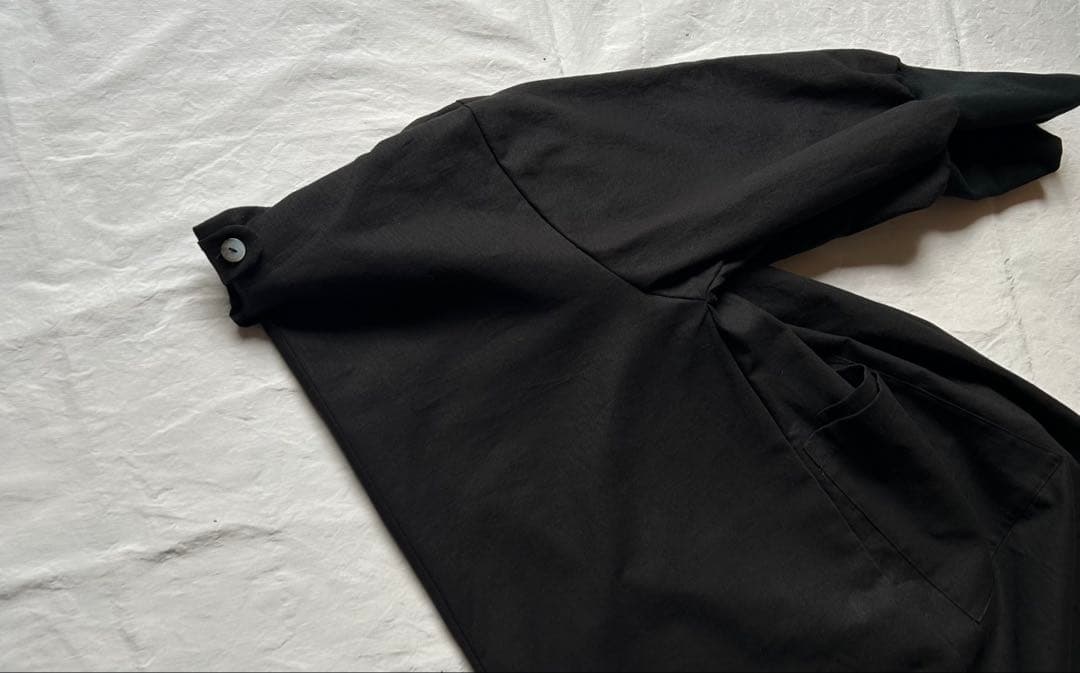 【Hacoさま専用ページ】linen墨色ブラック＊かっぽう着ワンピース