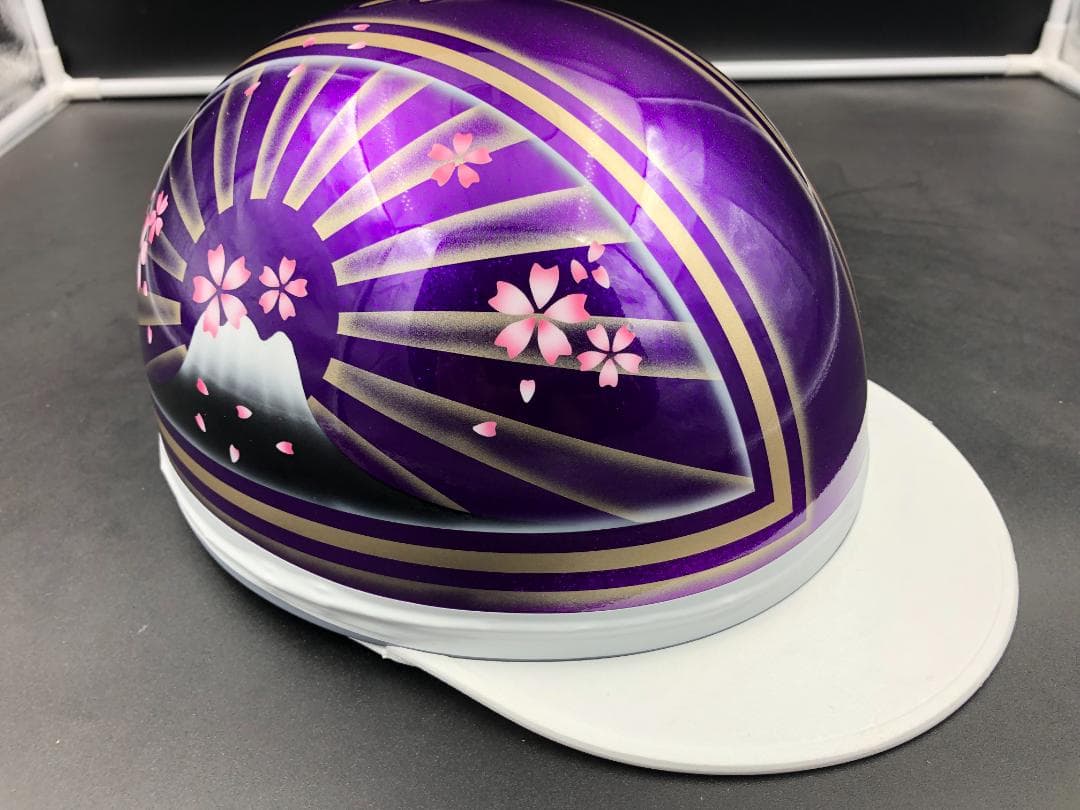 コルク半　カスタム　富士日章　三つボタン　パープルゴールドラメ　ぼかし　桜