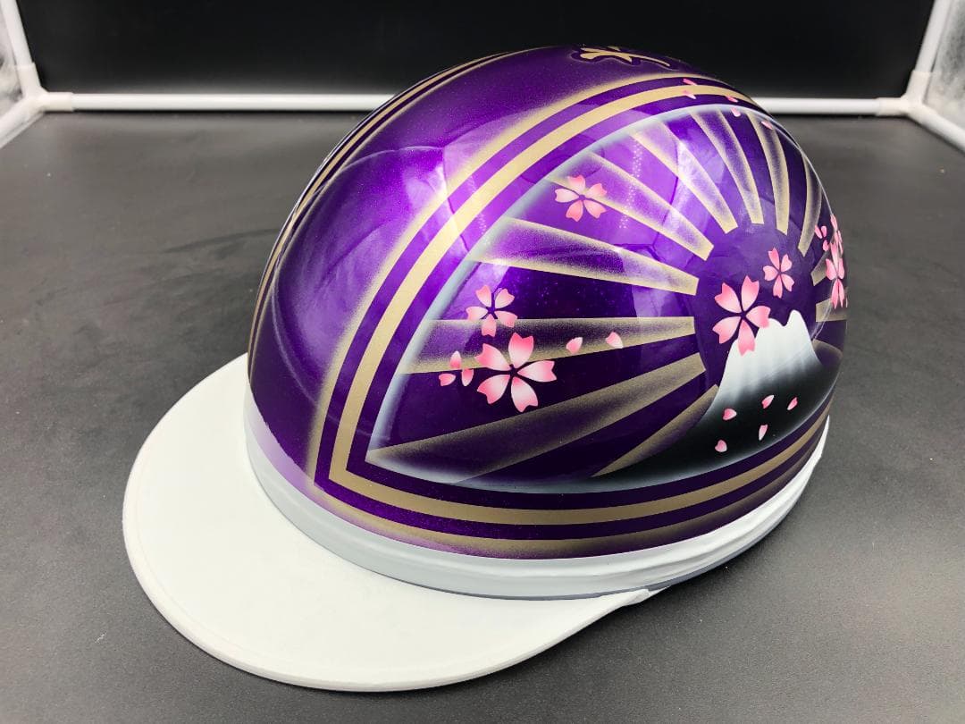 コルク半　カスタム　富士日章　三つボタン　パープルゴールドラメ　ぼかし　桜