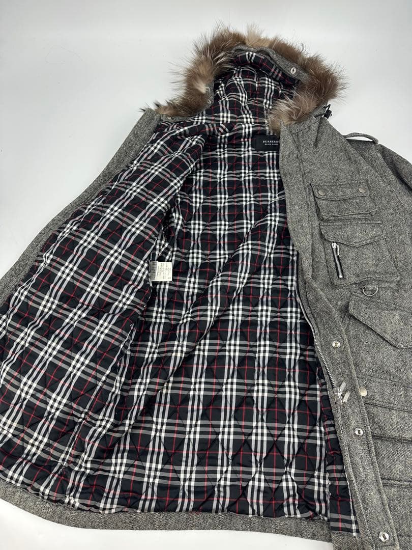 希少/レア/BURBERRY BLACK LABEL/中綿 ウールコート/M