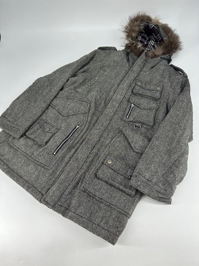 希少/レア/BURBERRY BLACK LABEL/中綿 ウールコート/M