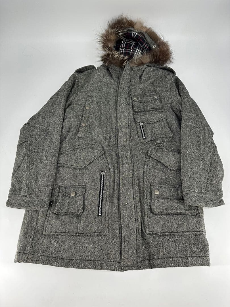 希少/レア/BURBERRY BLACK LABEL/中綿 ウールコート/M