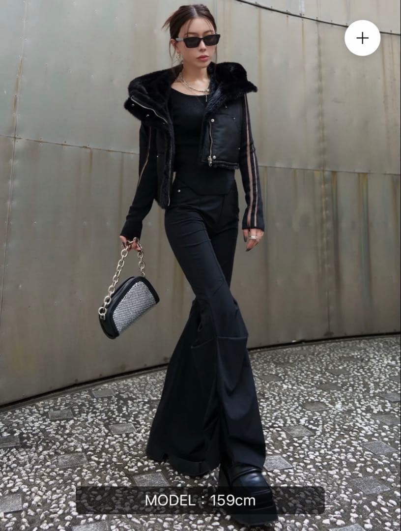 GlamLipsリバーシブル ショート FUR ベストブラック完売品 新品