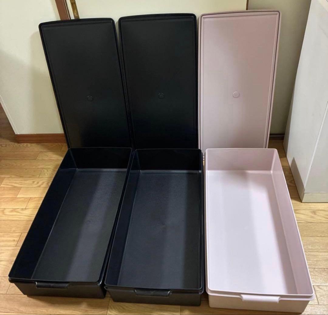 ★タッパーウェア❗️ロングスーパーケースブラック2個＆ピンク.おまとめ3個セット❗️