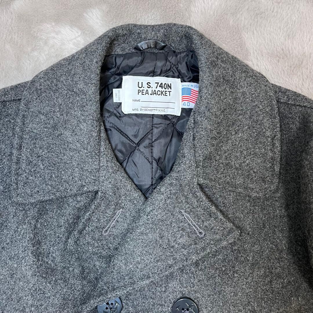 ☆極美品☆ Schott ショット ウール ピーコート グレー USA製 40