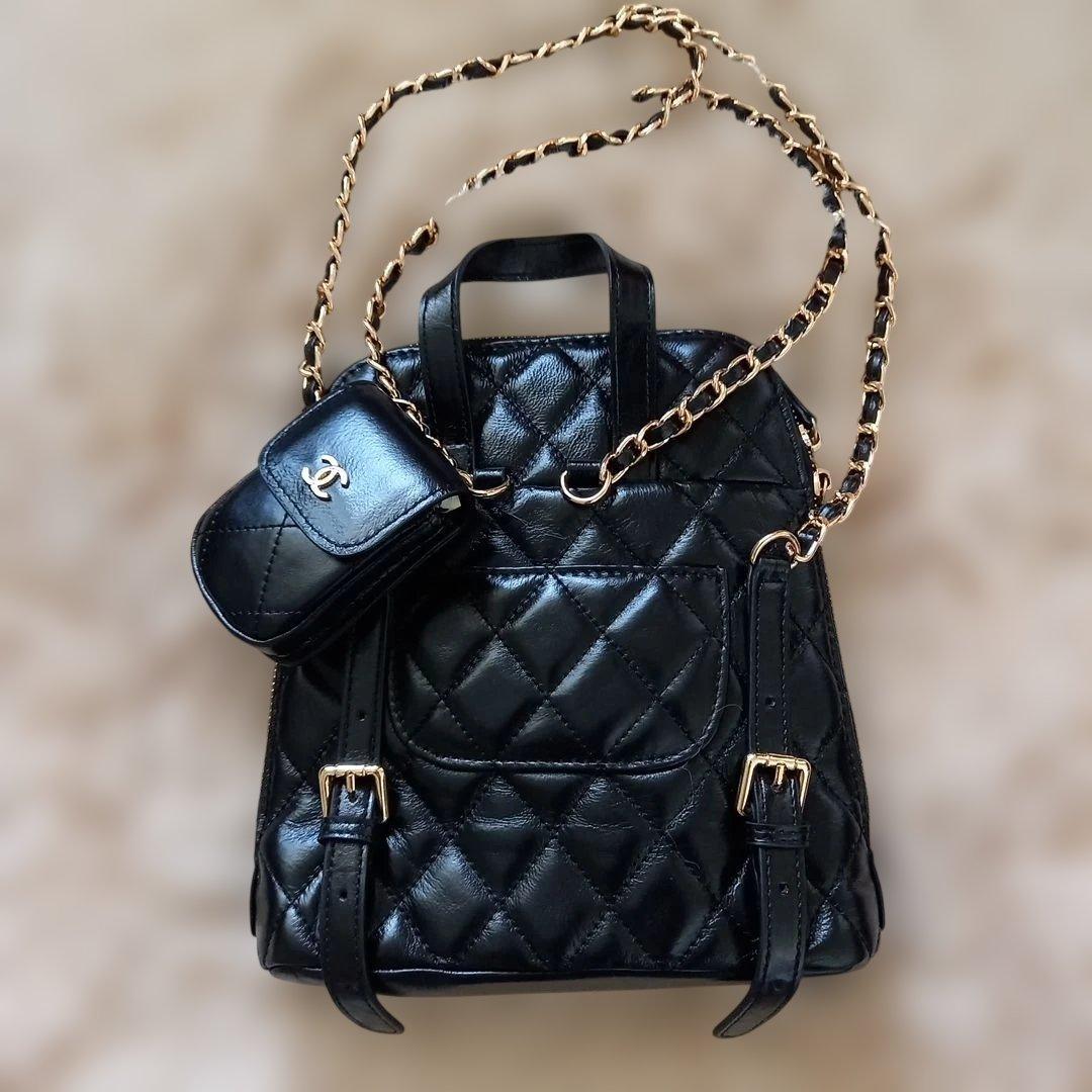 シャネル ♡ノベルティ ♡ブラック リュック バッグ ♡チェーン♡ミニバッグ付