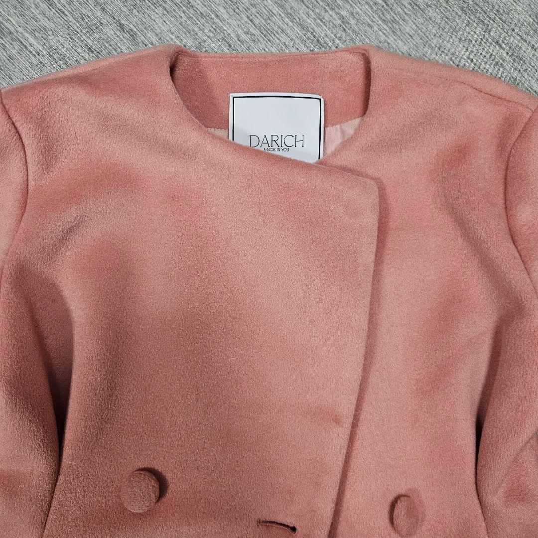 【みる】Darich ダーリッチ タックデザイン チェックコート ピンク