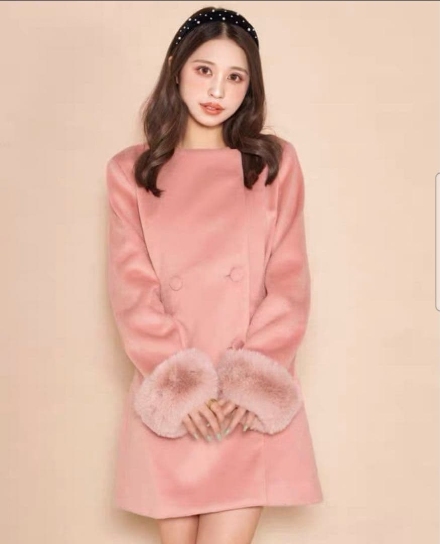 【みる】Darich ダーリッチ タックデザイン チェックコート ピンク