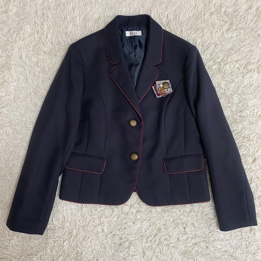 極美品✨エルアンノアール　グレンチェックサスペンダーワイドパンツスーツ 165A