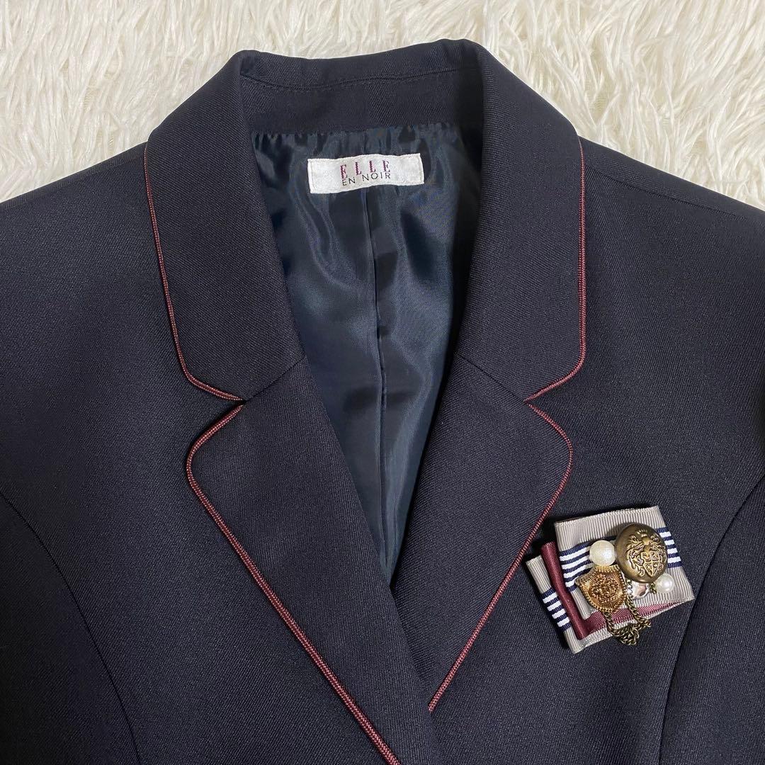 極美品✨エルアンノアール　グレンチェックサスペンダーワイドパンツスーツ 165A