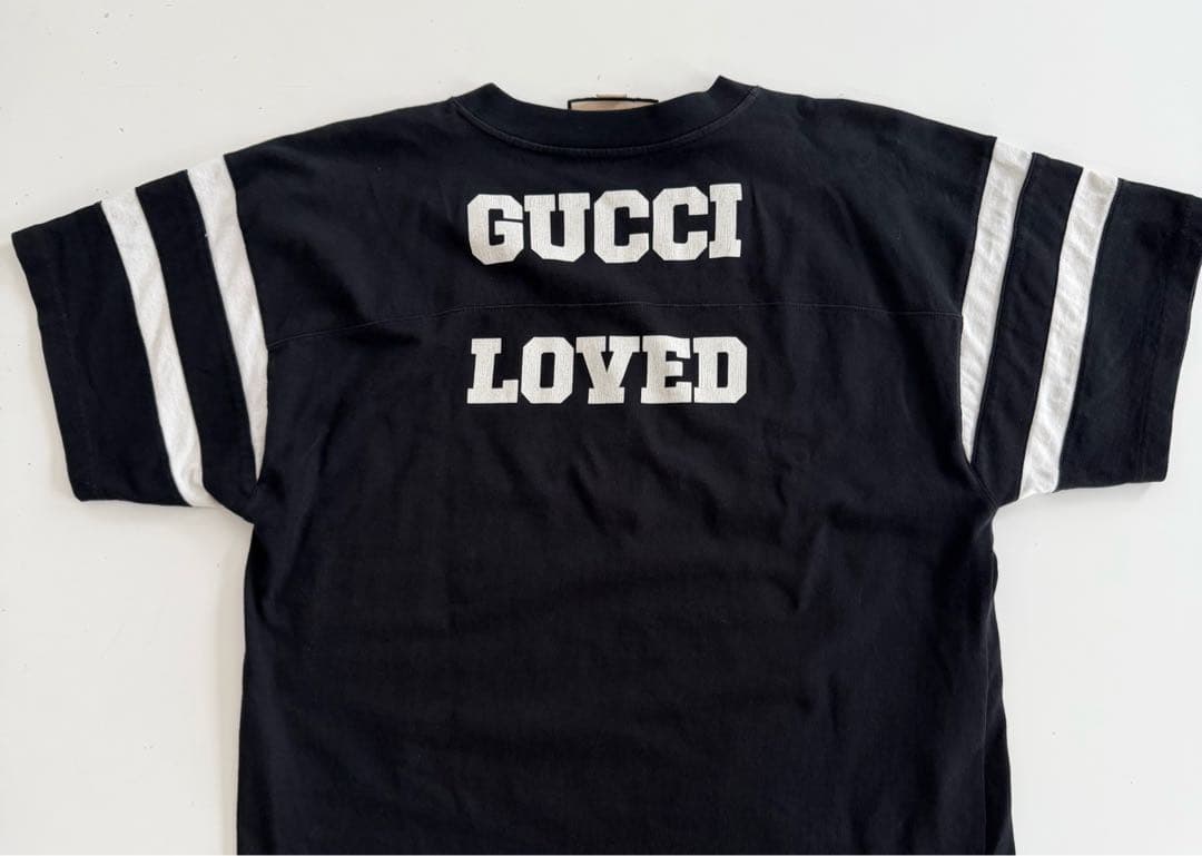 GUCCI プリント ブラックTシャツ サイズL/XXS表記