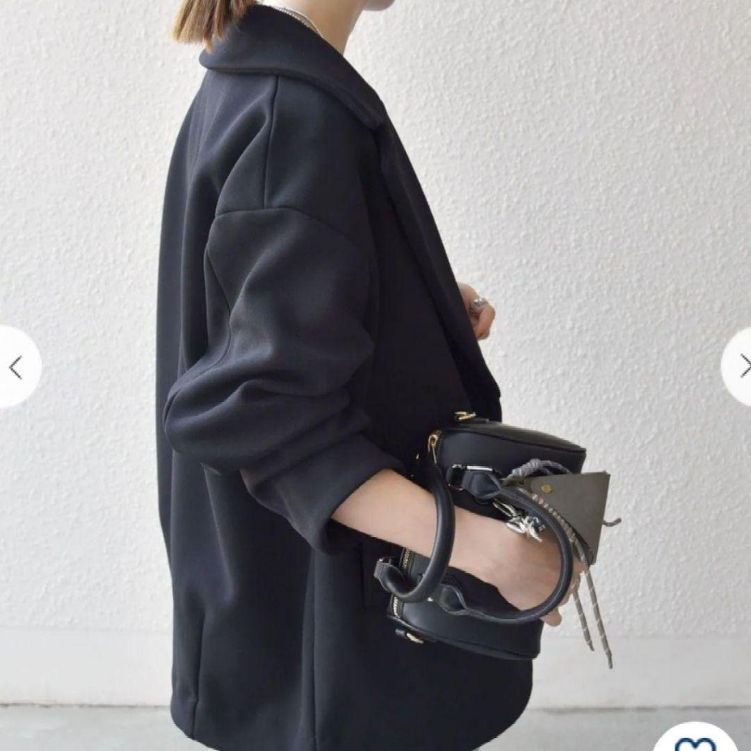 SHIPS any ダンボール コクーン テーラード ミディ コート ブラック