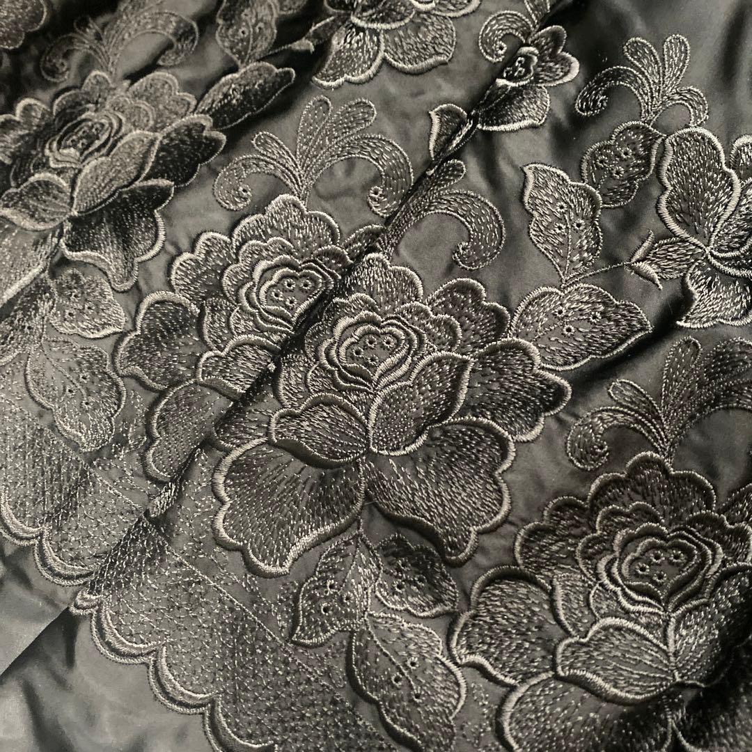 極美品希少13号SAGAMINKサガミンク銀タグ毛皮ロングコート花刺繍　黒近茶