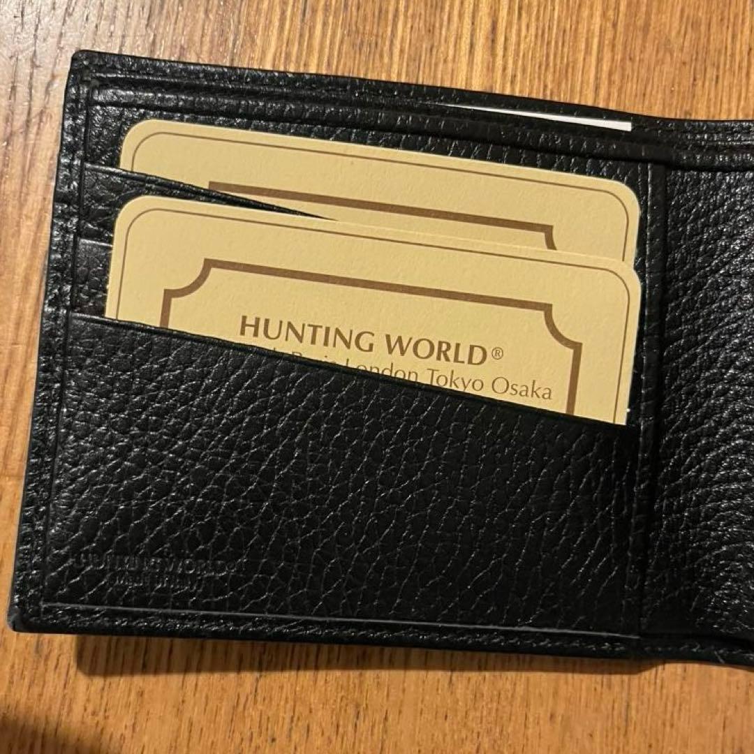 【ハンティングワールド 未使用 】二つ折り財布(小銭入付き) 310 ブラック