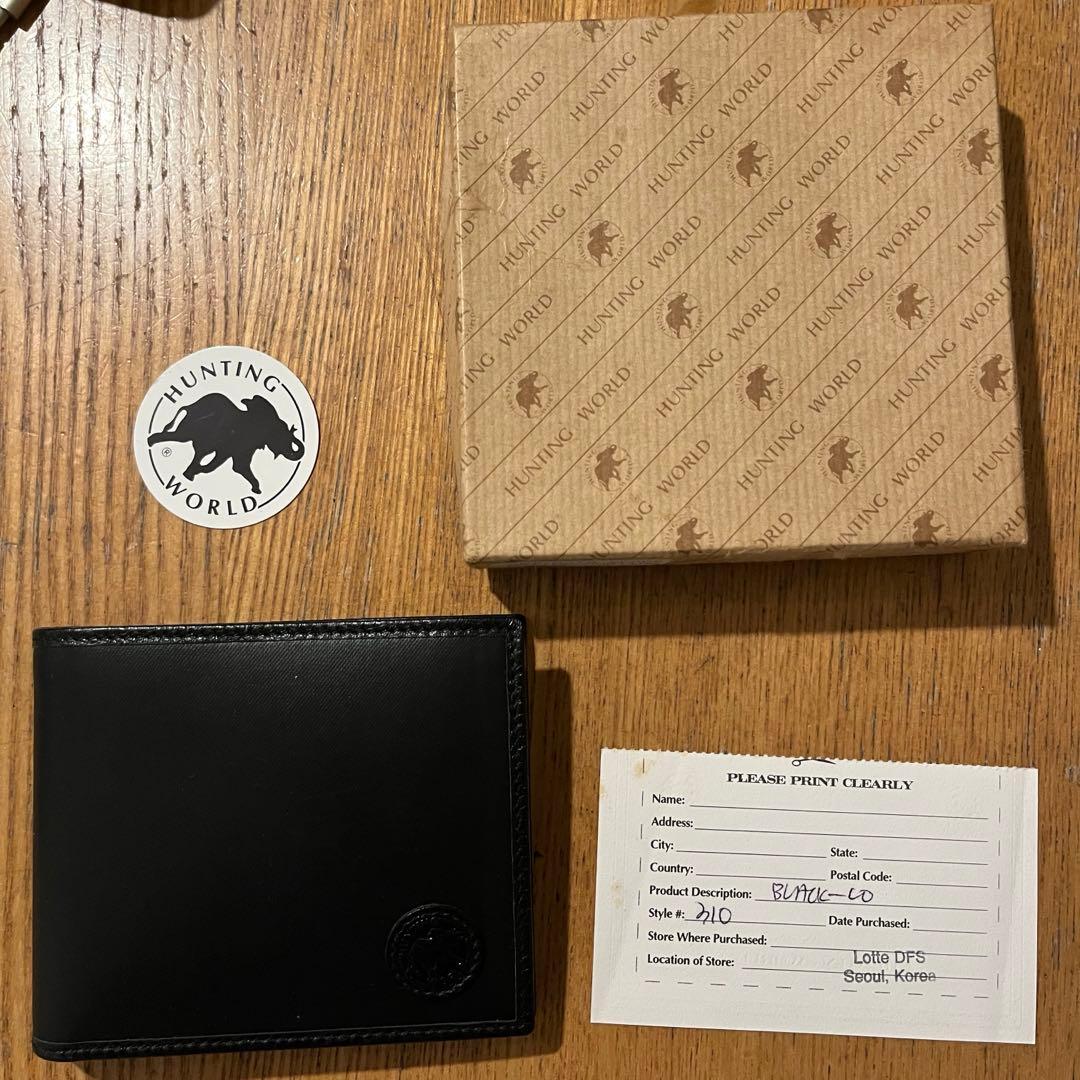 【ハンティングワールド 未使用 】二つ折り財布(小銭入付き) 310 ブラック