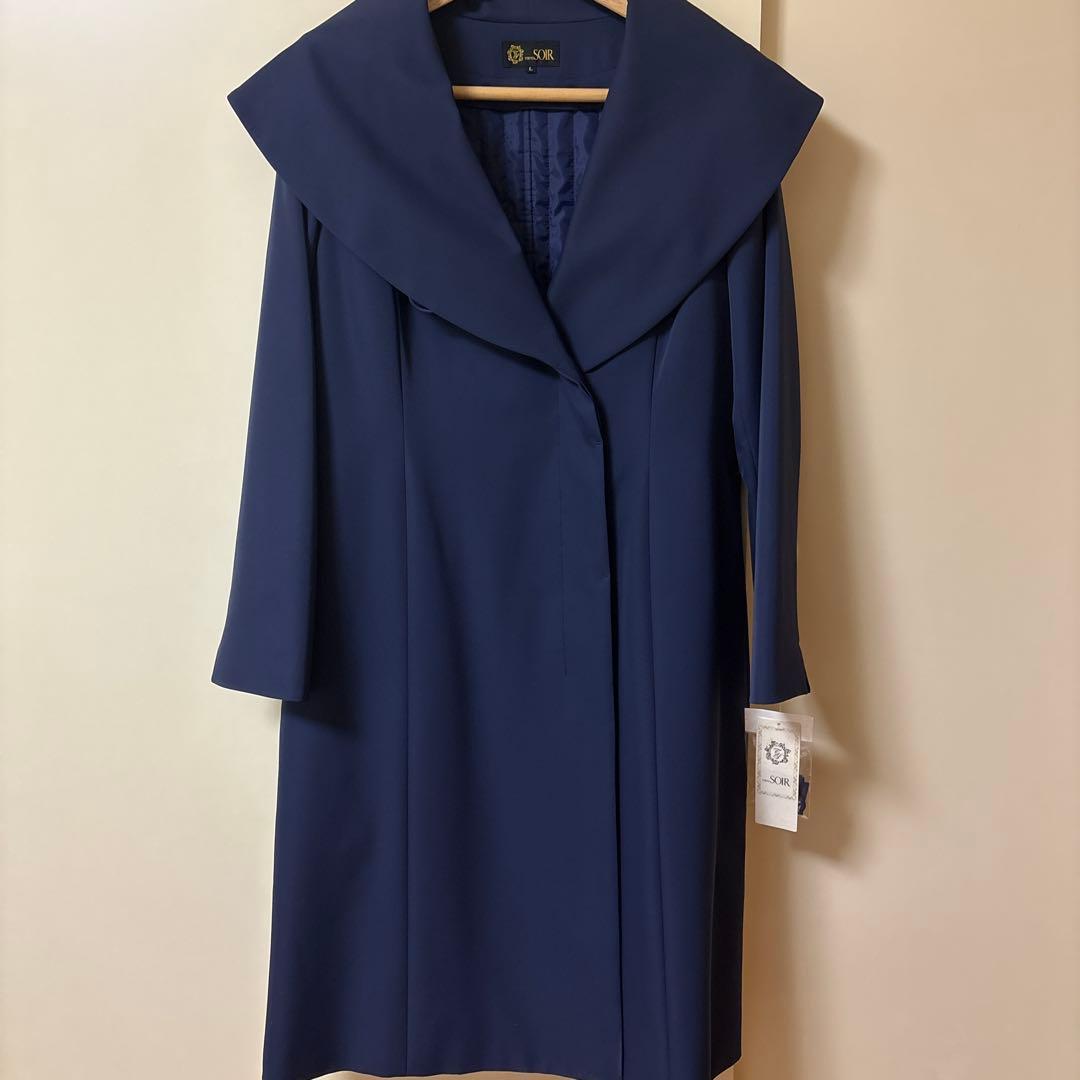 【新品未使用】コート紺ネイビー　東京ソワールLサイズ　暖かいインナー付　半額以下