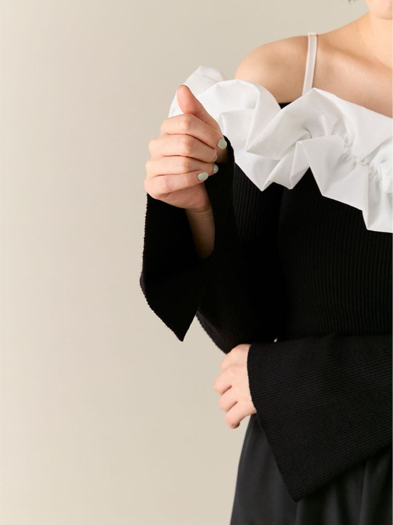 LILY BROWN リリーブラウン フリルカラーニットコンビワンピース