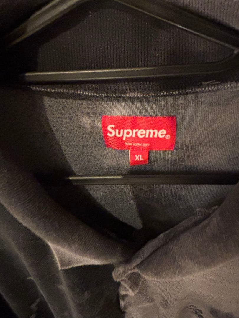 トップス supreme bleached velour L/S polo black