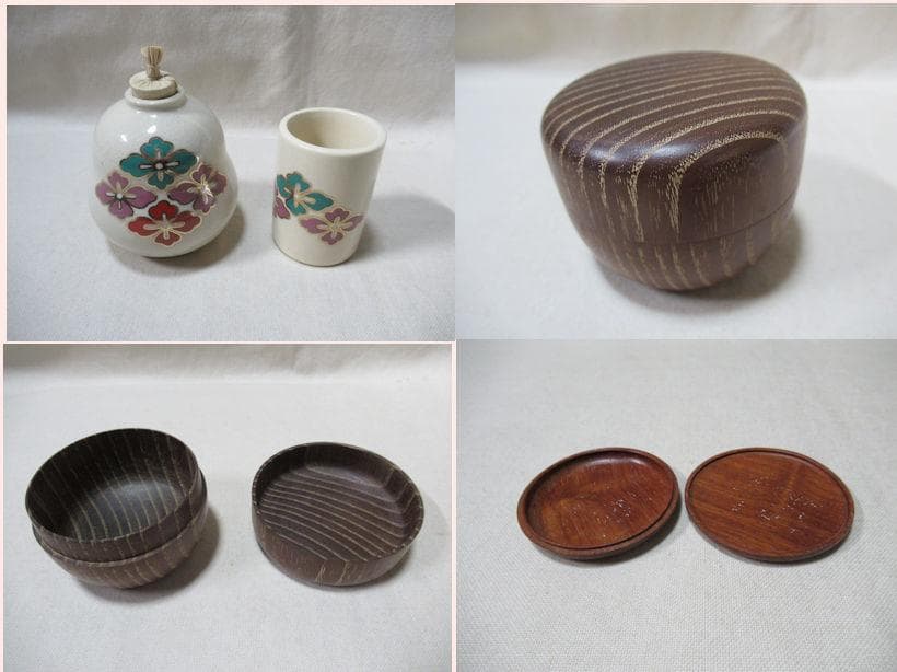 茶道具　桑製茶箱　中の道具皆揃い