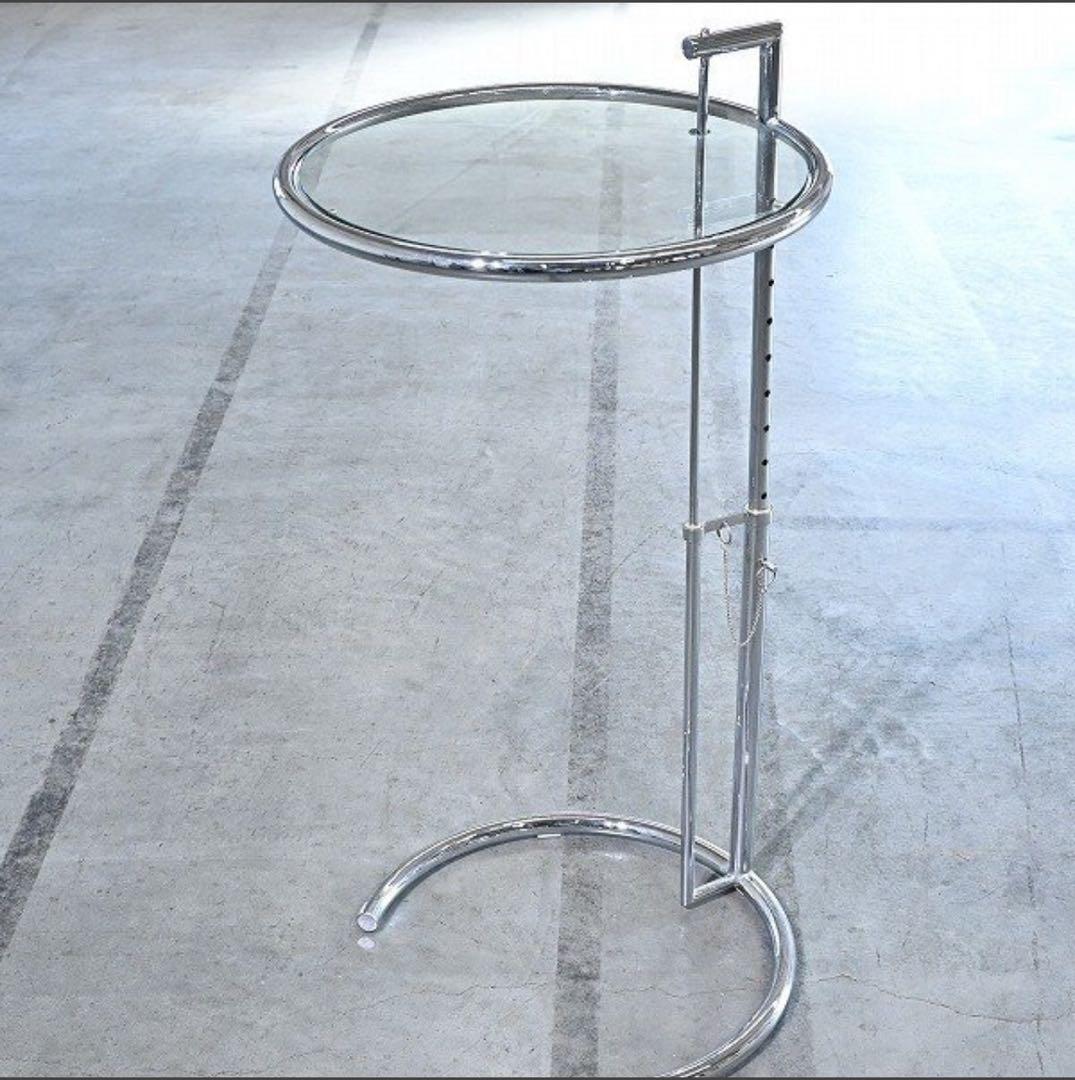 アイリーン・グレイ「アジャスタブルテーブル」リプロダクト ガラストップ 昇降