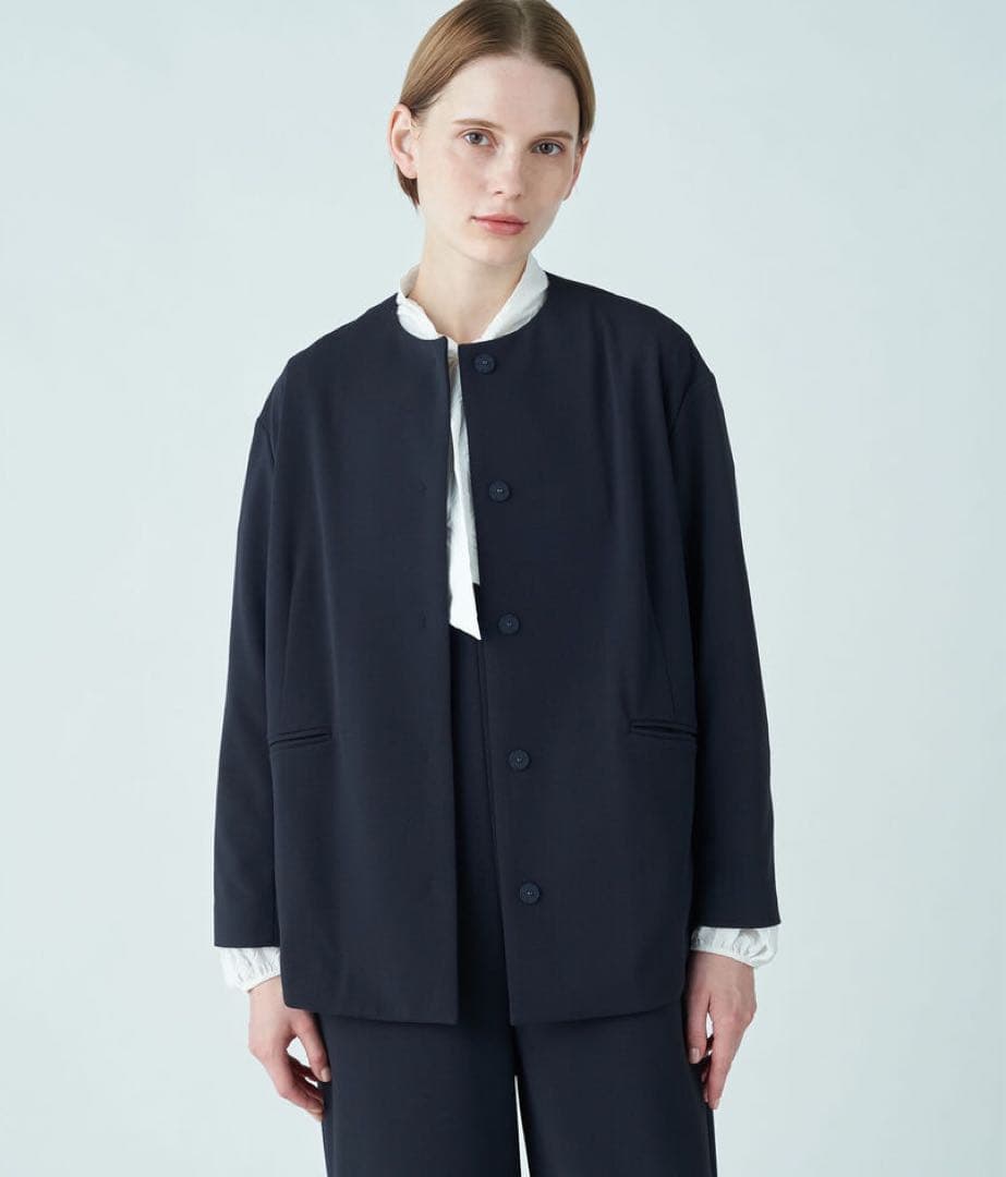 ballsey ボールジィ ジョーゼットジャージー ノーカラージャケット