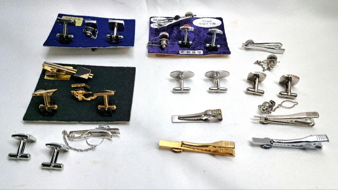 メンズ ネクタイピン　カフス　天然石　まとめ　昭和レトロ　モダン