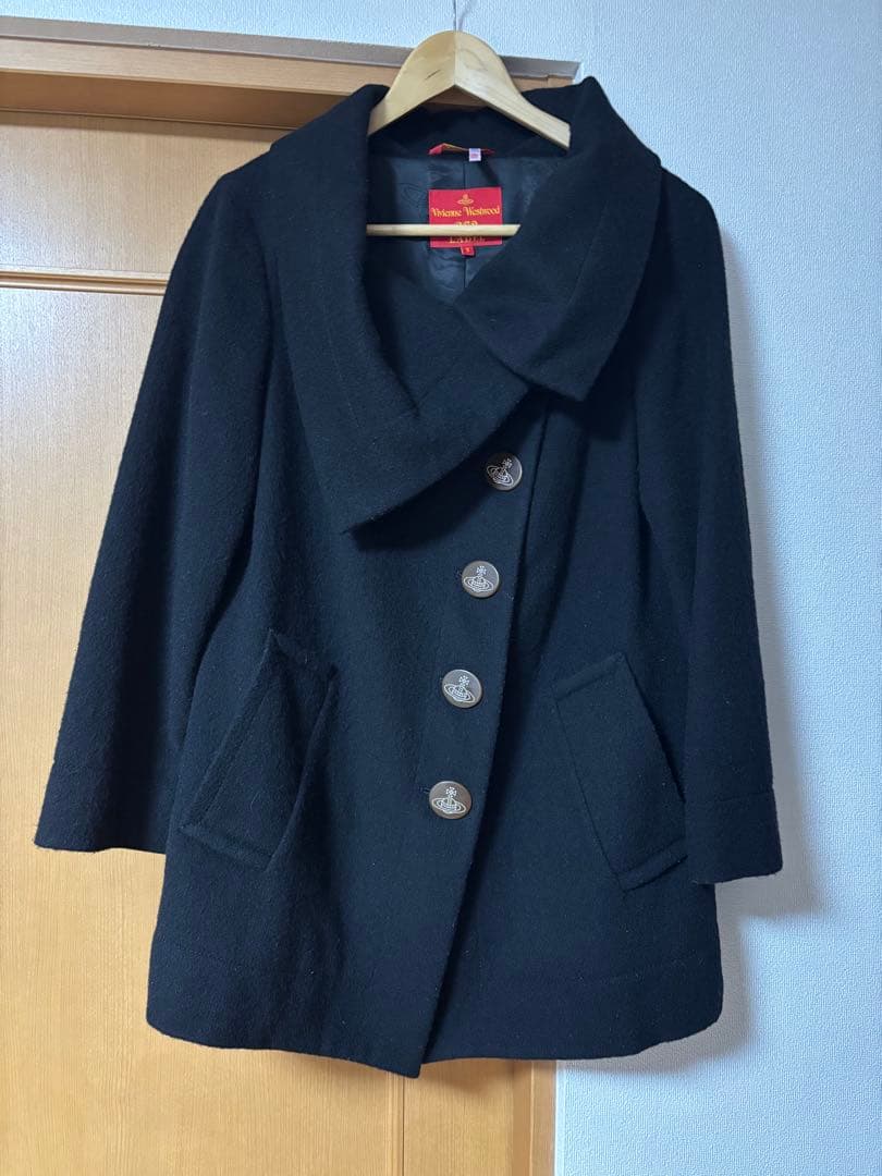 Vivienne Westwood黒ピーコート 大きな襟付き