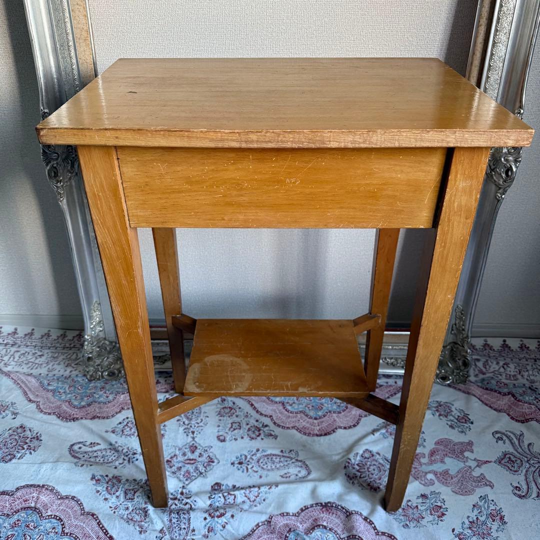 ビンテージ　昭和レトロ　サイドテーブル　花台　古道具　家具　店舗什器　木製