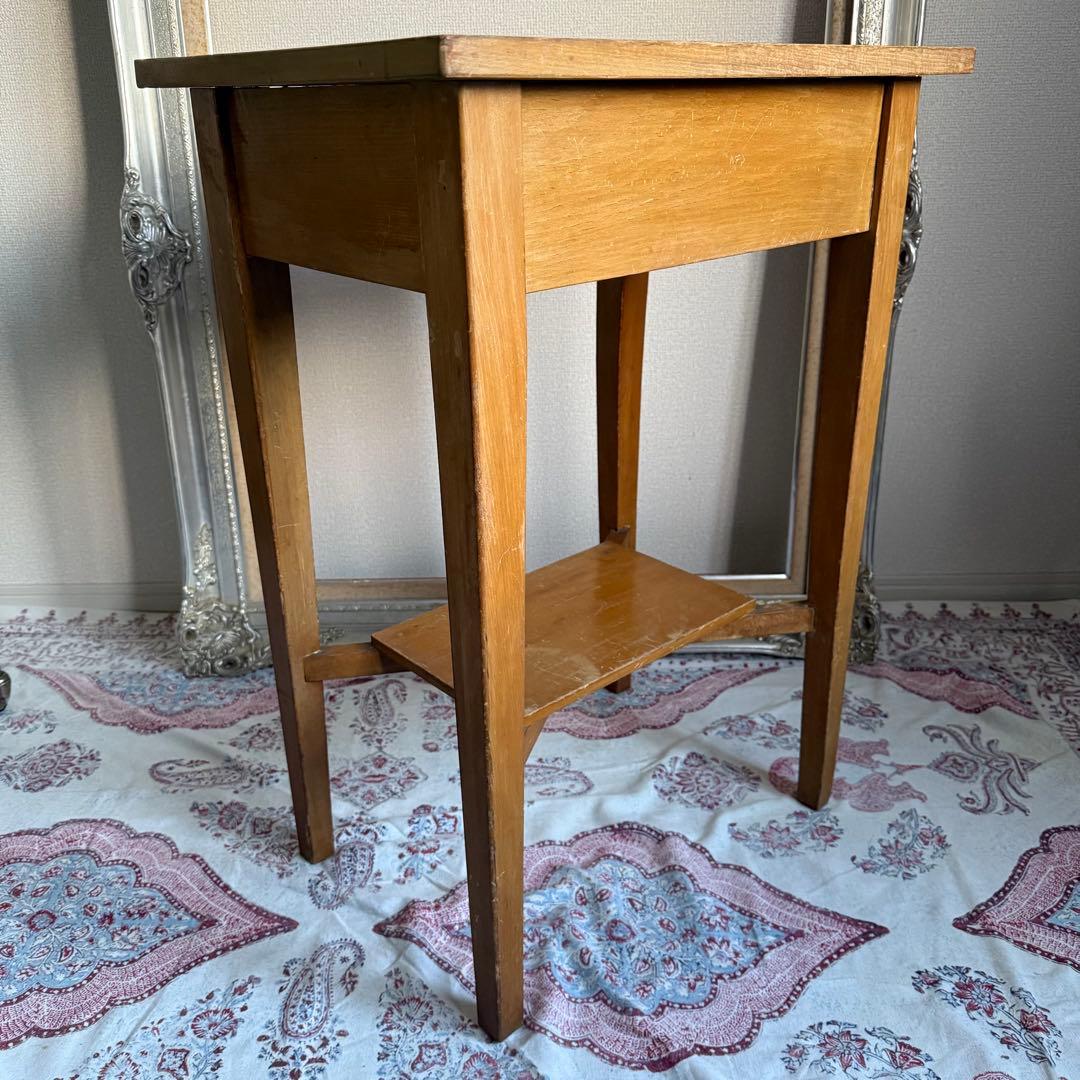 ビンテージ　昭和レトロ　サイドテーブル　花台　古道具　家具　店舗什器　木製