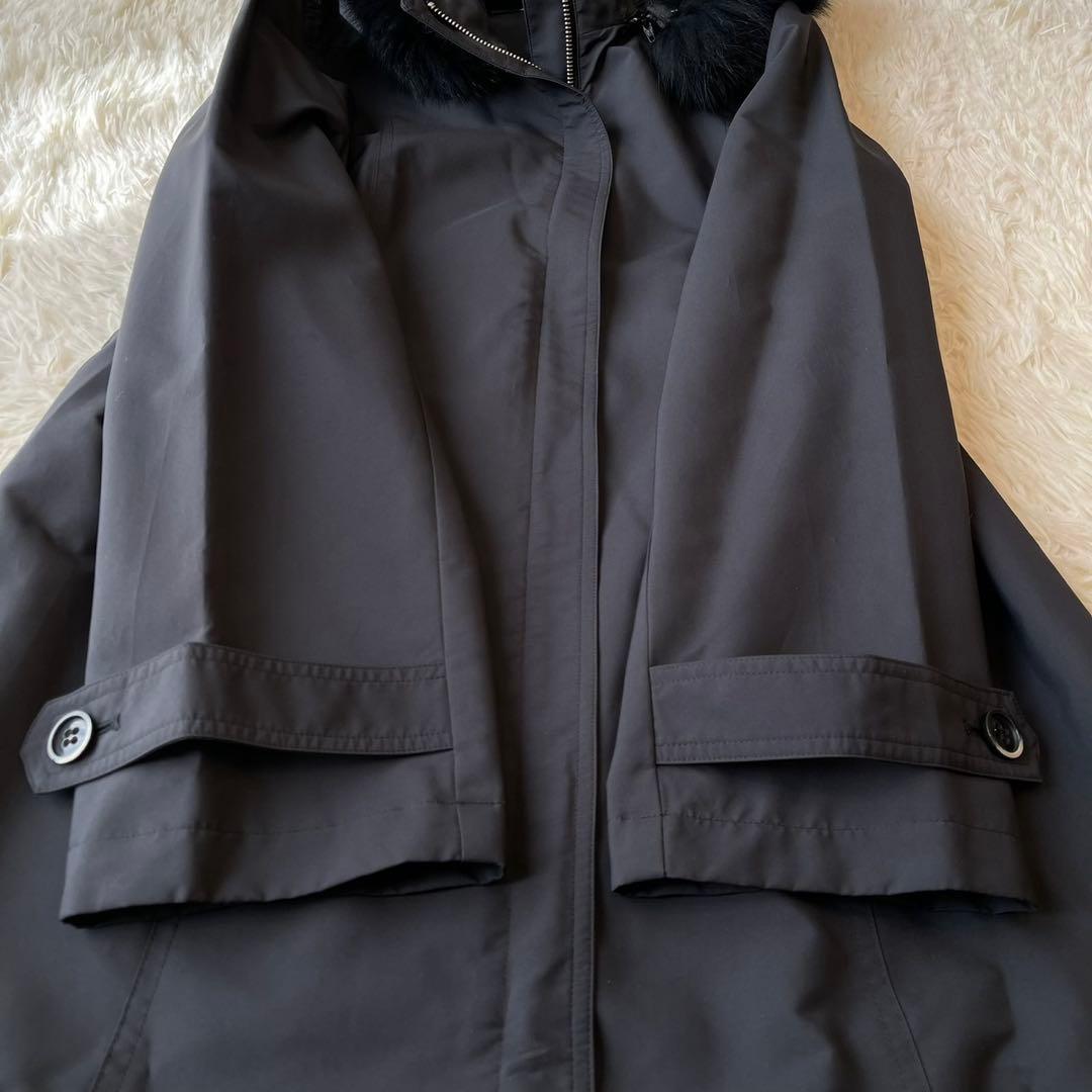 極美品 M'S GRACY ファー付き ジップアップ コート ブラック 40