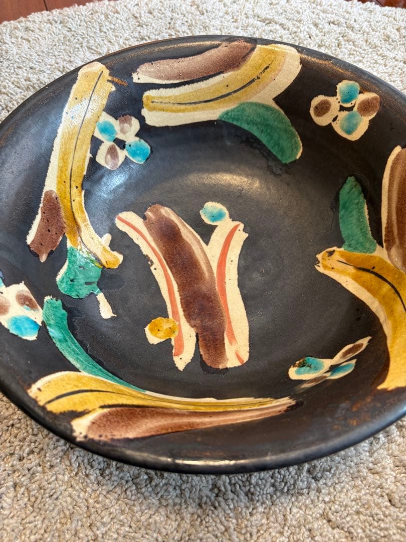 多色模様の陶器の鉢　陶芸作家 加山晴子