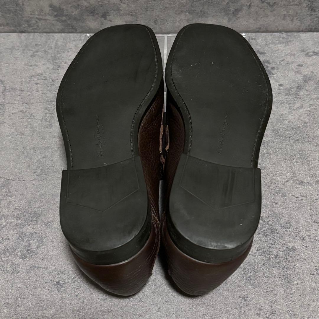 極美品　フェラガモ　ビットローファー　ガンチーニ　シボ革　ブラウン　2185