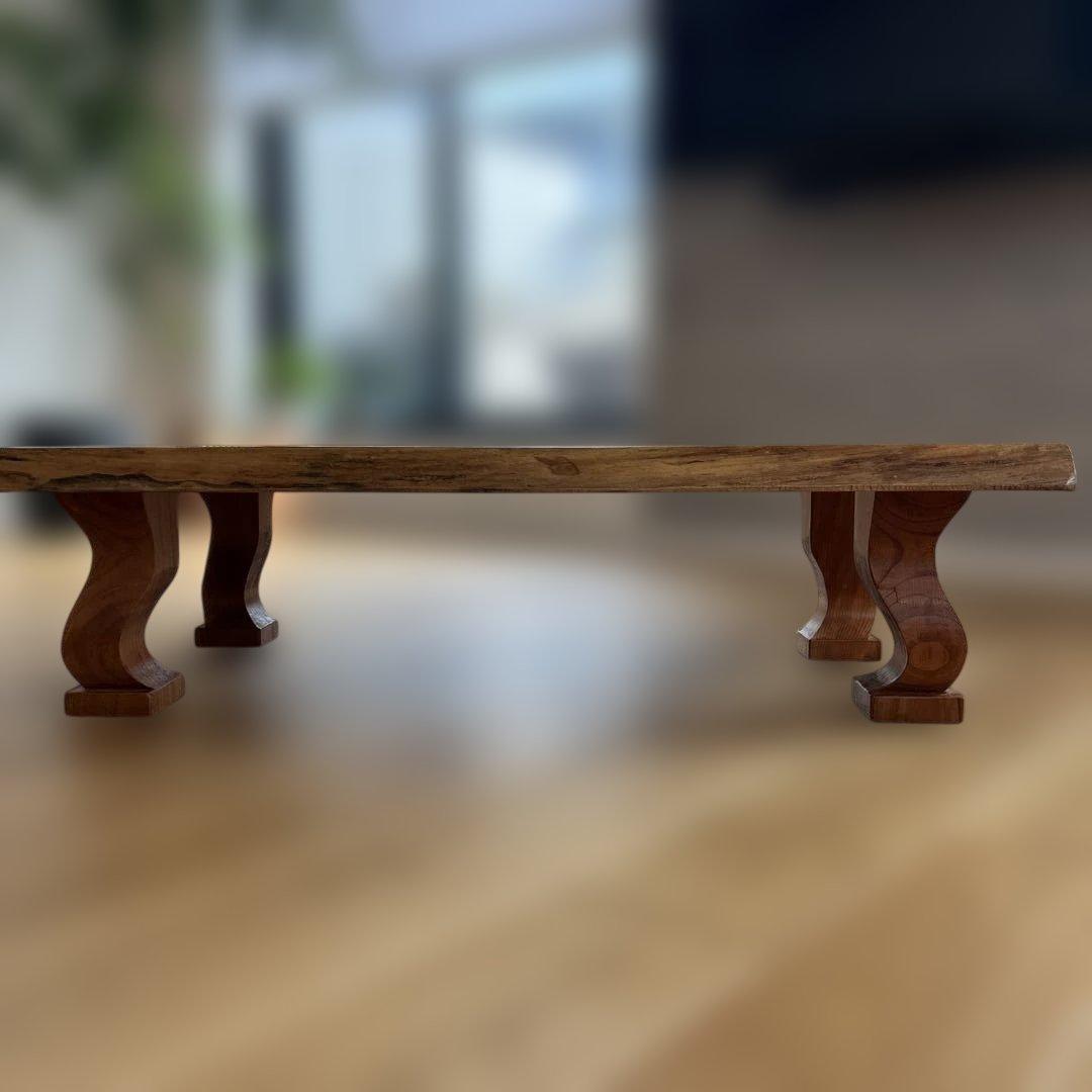 一枚板　和風天然木 総欅造 ローテーブル 座卓 昭和後期　古民家家具