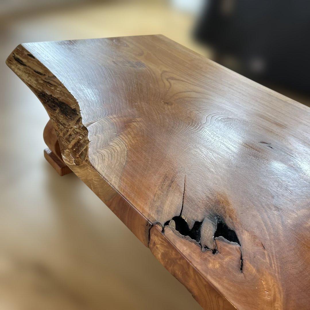 一枚板　和風天然木 総欅造 ローテーブル 座卓 昭和後期　古民家家具