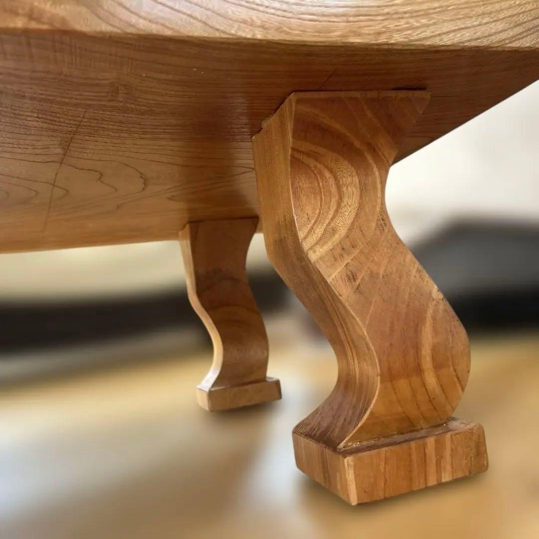 一枚板　和風天然木 総欅造 ローテーブル 座卓 昭和後期　古民家家具