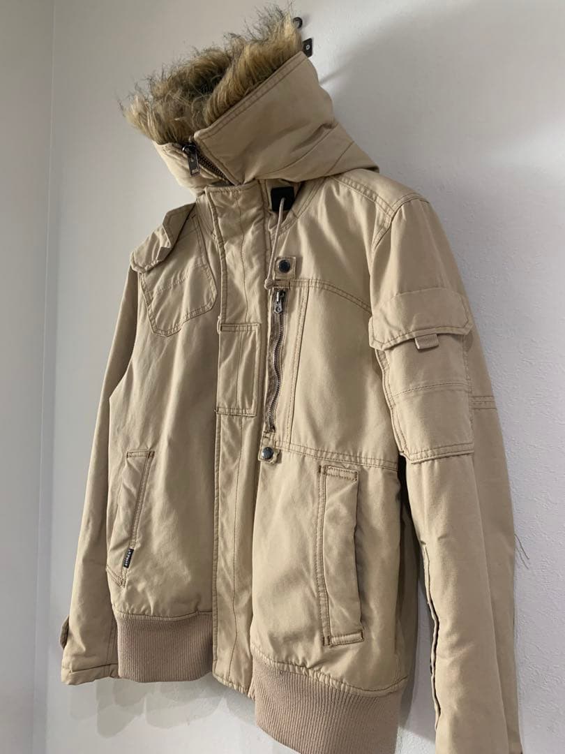 美品】AVIREX MA-1 ファーブルゾン　短丈　バックロゴ　サンド色