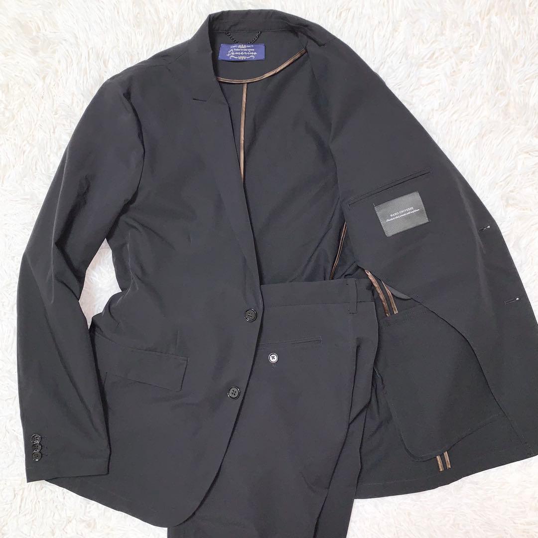 美品 ナノユニバース ダメリーノ スーツ セットアップ ソロテックス 伸縮性 L