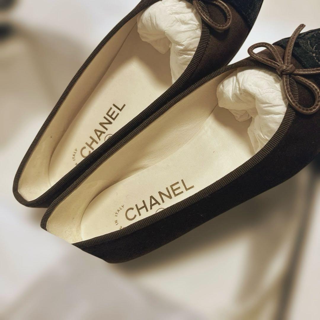 CHANEL シャネル バレエシューズ バレリーナ ベロア36 美品