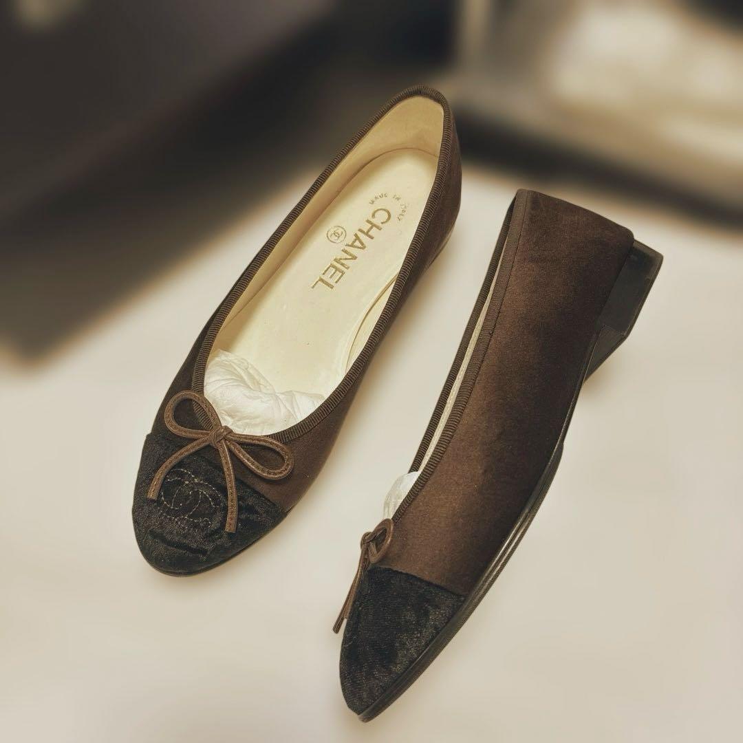 CHANEL シャネル バレエシューズ バレリーナ ベロア36 美品
