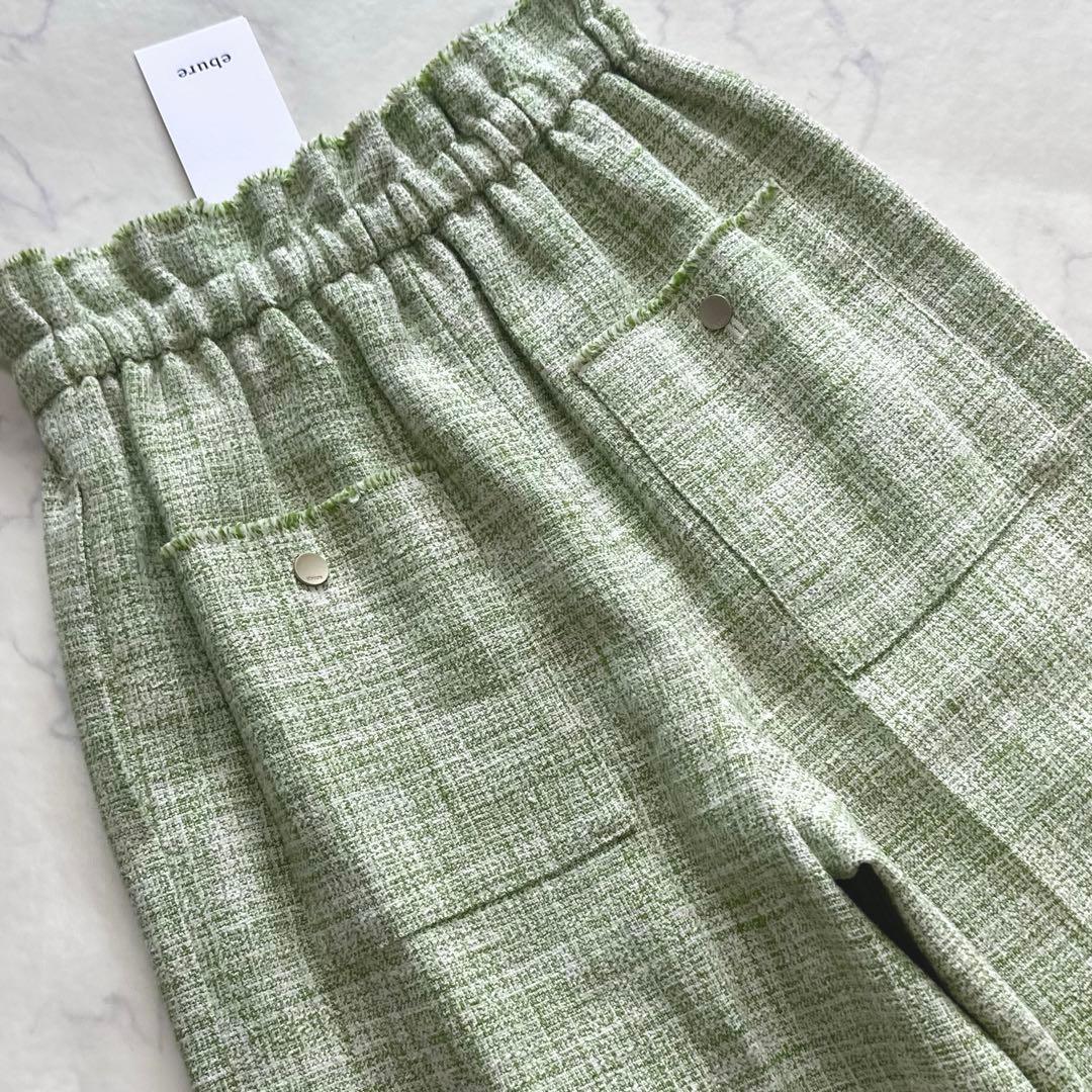 新品タグ付✨2024SS エブール ツィード ドロストワイドパンツ 36