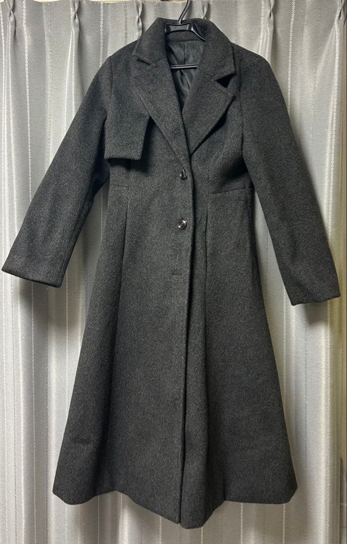 Louere ウエストシェイプフレアチェスターコート ダークグレー S