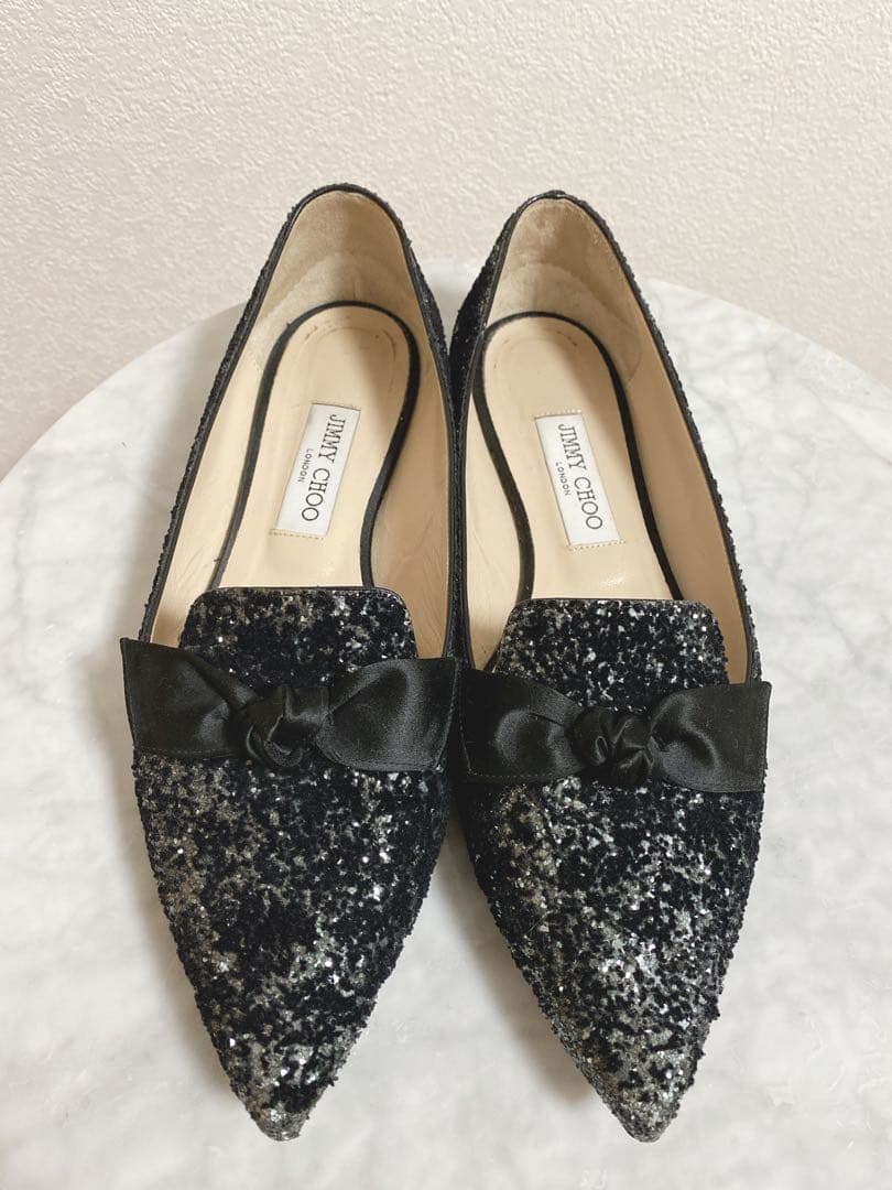 さくら✨ JIMMY CHOO グリッター フラットシューズ 40