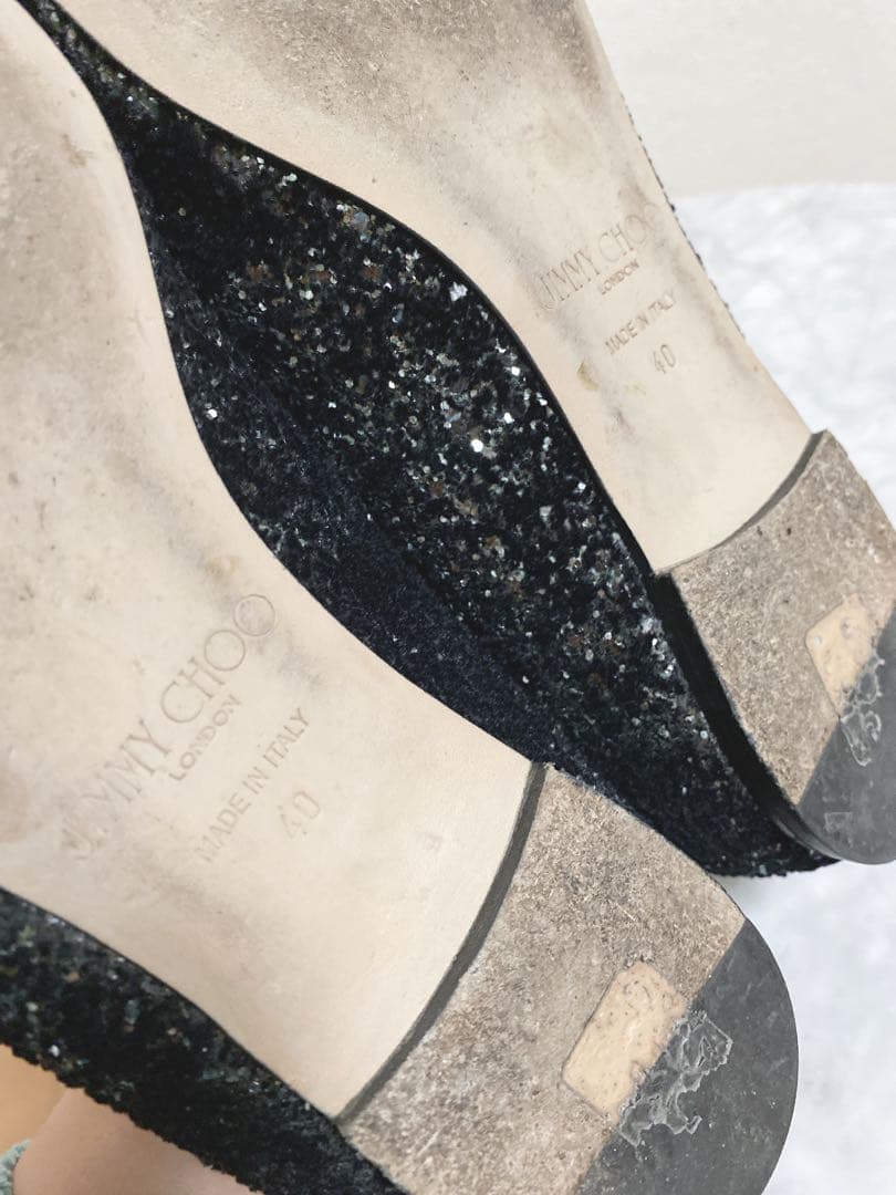 さくら✨ JIMMY CHOO グリッター フラットシューズ 40