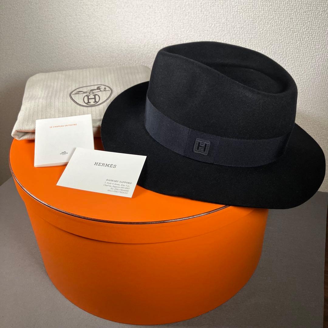【新品未使用】HERMES フェルトハット 黒