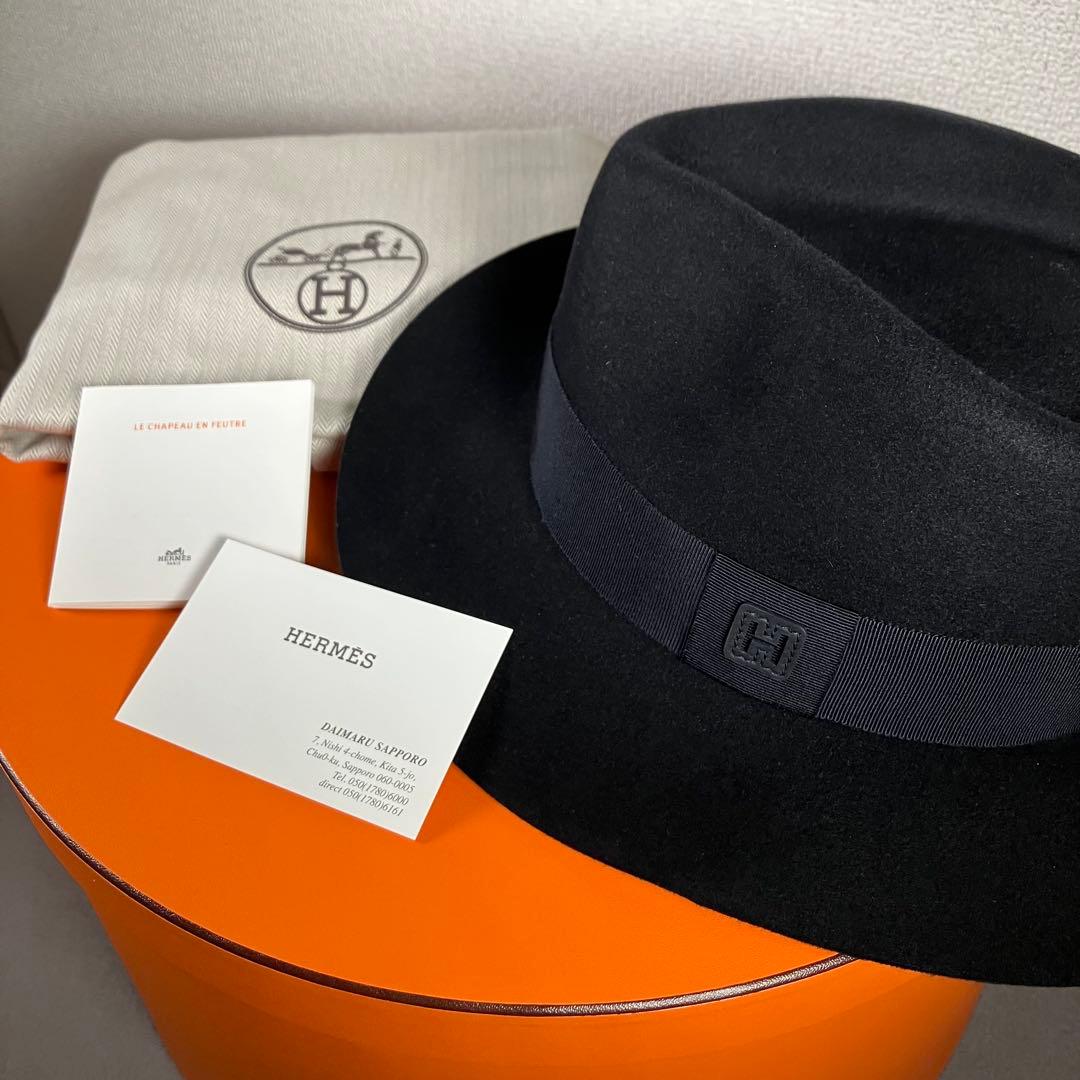 【新品未使用】HERMES フェルトハット 黒